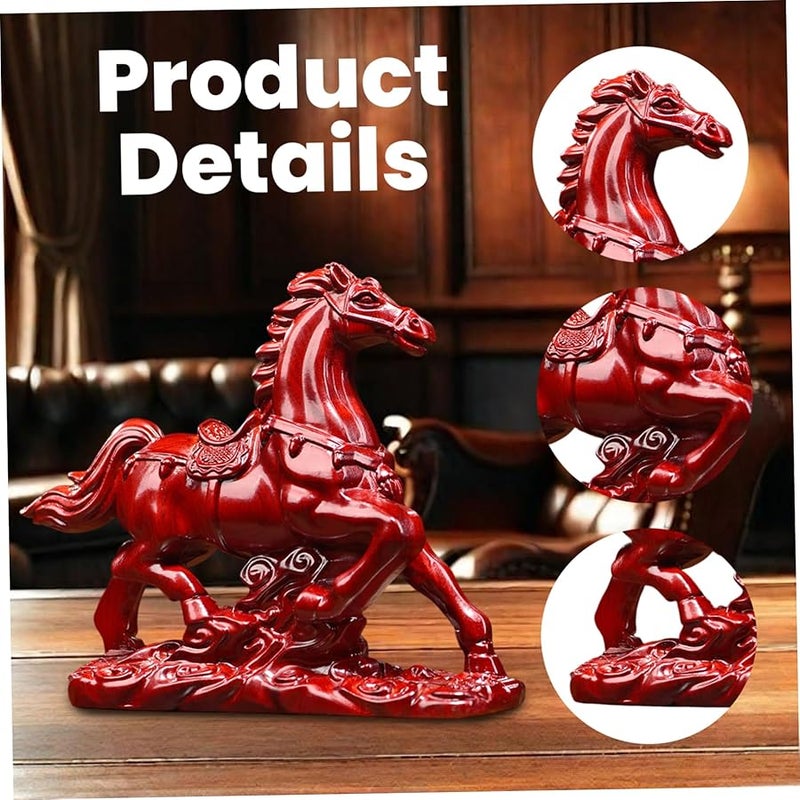 تمثال الحصان روزوود فنغ شوي 3 1 بوصة منحوتة خشبية لتزيين مكتب المنزل أو المكتب - Image 2